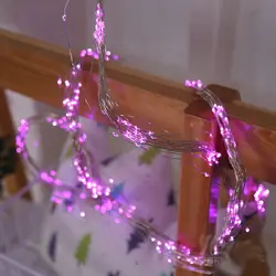 Розовый фиолетовый белый батарейный блок медный провод струнные огни 2 м светодио дный светодиодные украшения для рождественской гирлянды