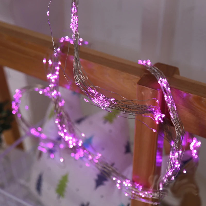 

Pink Purple White Battery Plug Copper Wire String Lights 2m LED Decoration For Christmas Garland On The Window kerstverlichting