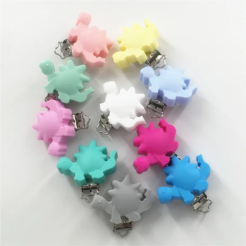 Brinquedo de Enfermagem Chenkai Livre Silicone Dinossauro Bebê Chupeta Manequim Mordedor Chain Titular Clipes Faça Você Mesmo Soother Acessórios 50 Pçs Bpa 8 Mamãe e Bebê