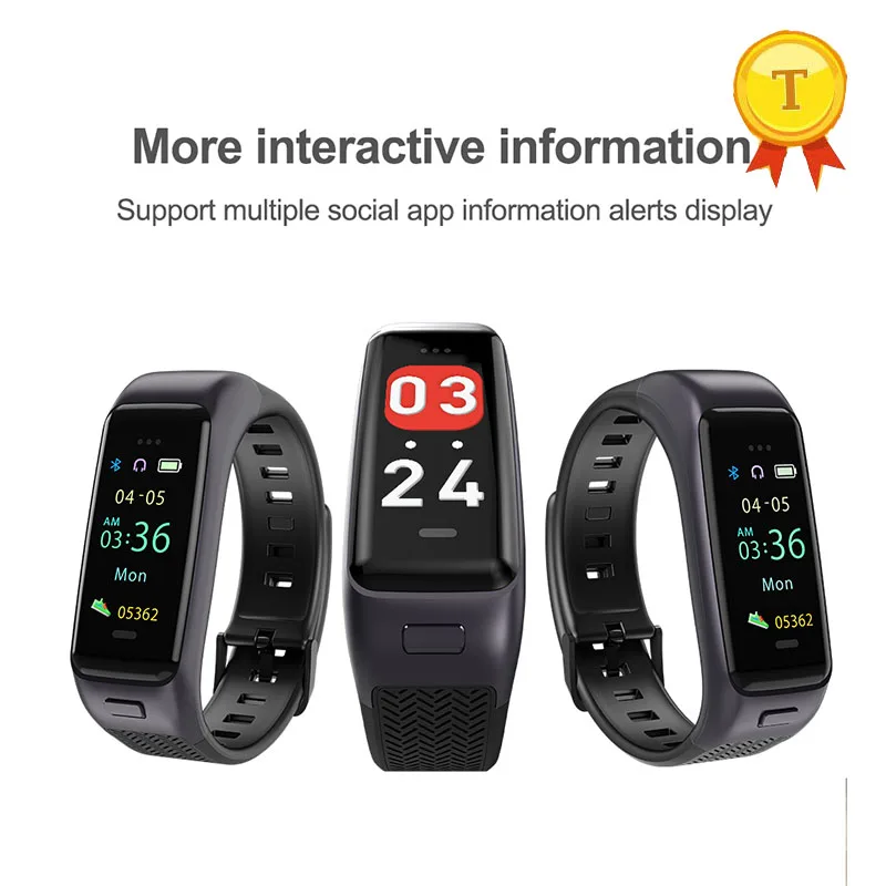 

Newest Smart Wristband Regarded As Bluetooth Earphone Support Answer Call Music Play Heart Rate Monitor Bluetooth Earphone band