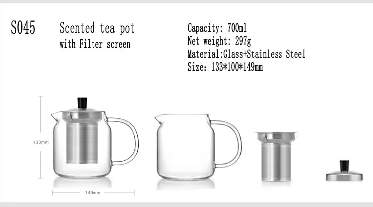Samadoyo 700 мл современный чайный набор кунг-фу высокоборосиликатный стеклянный чайник с фильтром из нержавеющей стали офисная чайная чашка S045