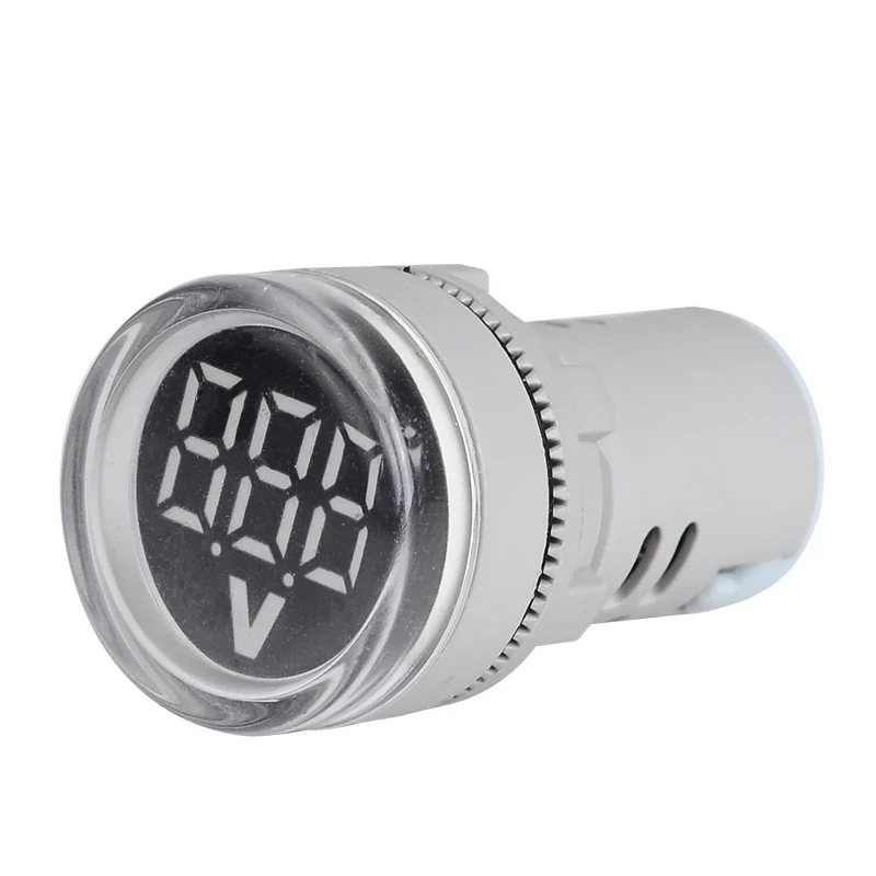 22 мм светодиодный цифровой дисплей Калибр Вольт Напряжение метр Индикатор сигнальная лампа вольтметр с подсветкой тестер комбинированный диапазон измерения 60-500 В AC - Цвет: Белый