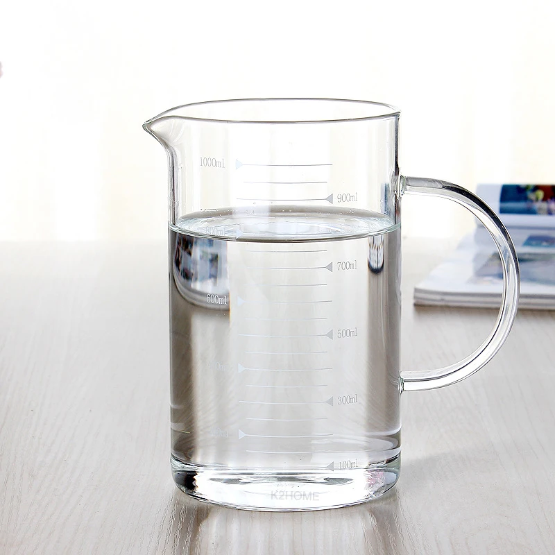 Высокоборосиликатный пищевой стеклянный мерный стакан чайник 350 мл, 500 мл, 1000 мл для варианта