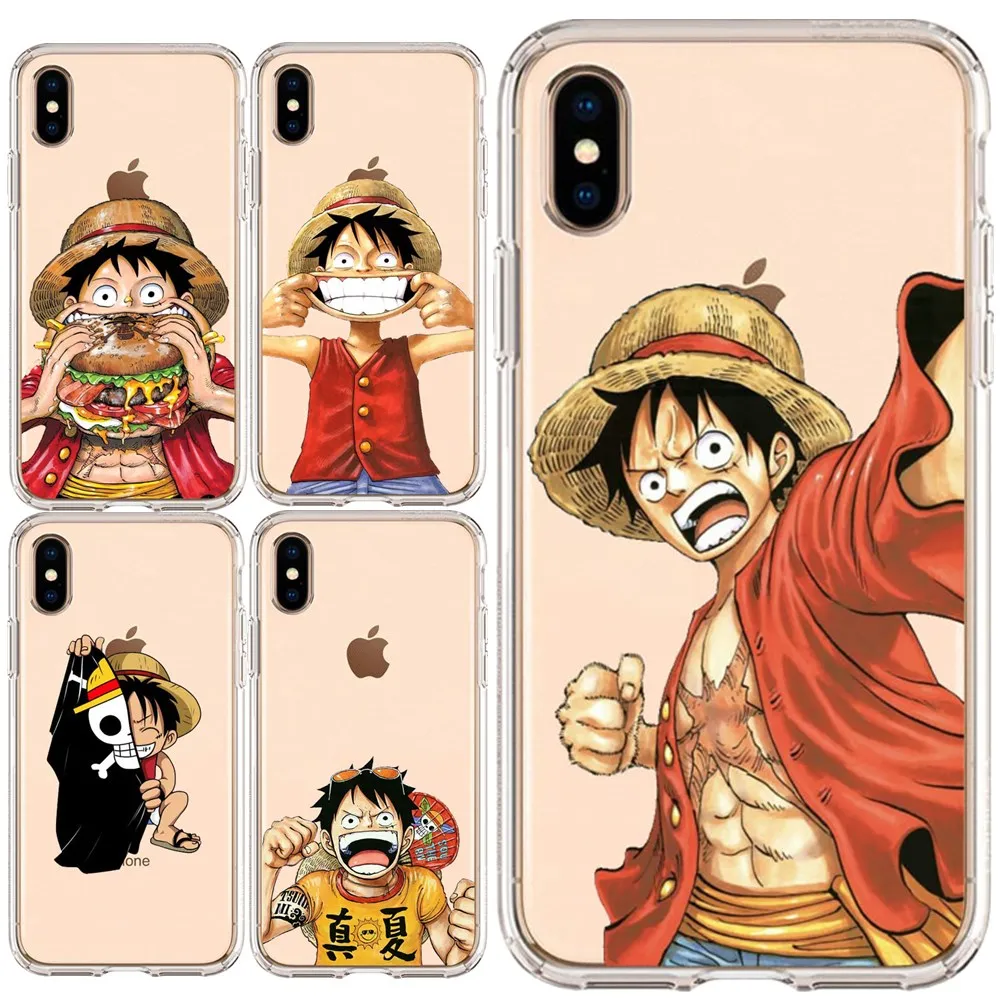 

Cute funny One Piece Monkey D Luffy Case For iPhone XS MAX 5 5S SE 6 6SPlus 7 8Plus7 8 X XS XR Soft TPU Phone Case Cover