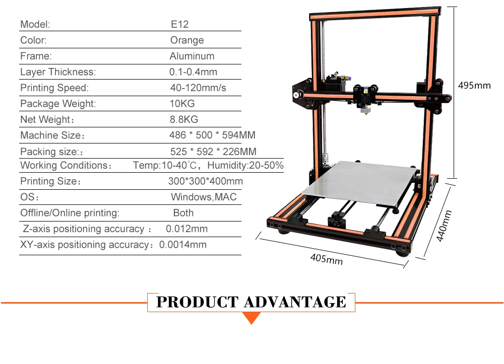 Anet E16 E10 E12 FDM 3d принтер Комплект Высокая точность 3d drucker Reprap Prusa I3 настольный 3d принтер DIY с PLA нитью принтера