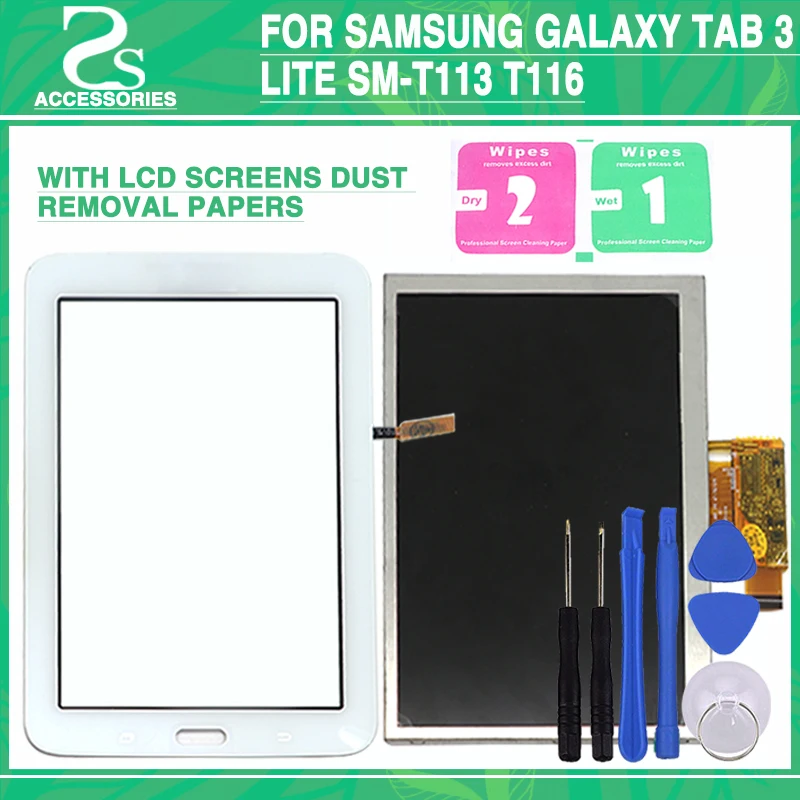 

New T113 LCD Touch Screen For Samsung Galaxy Tab 3 Lite SM-T110 T111 T114 T116 LCD Display Touch Sensor Glass Digitizer Panel