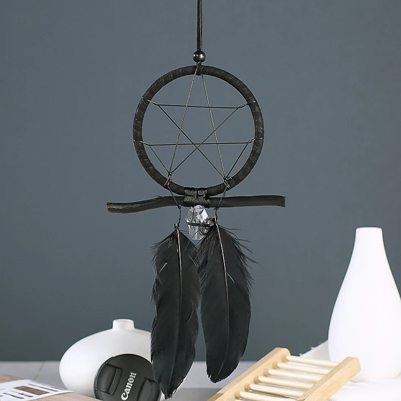 

2018 New Crystal Wind Chime Pendant Mystery Dream Catcher Feather Accessories Bedroom Living Room Home Decoration Ornaments