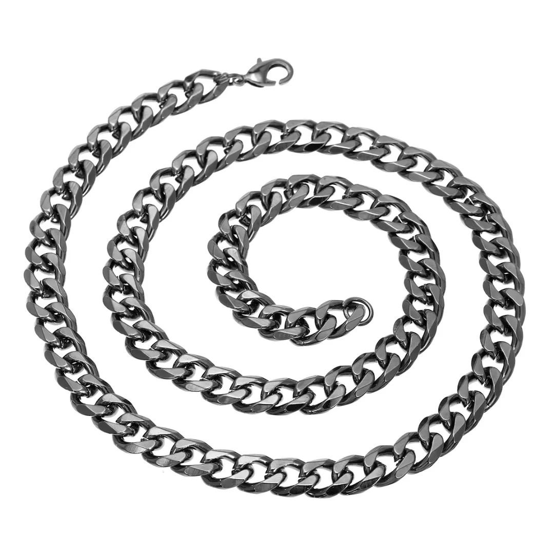 5/7/9/11mm Fashion Men Link Chain Necklace Shellhard Black Cuban Chain Men Women Jewelry Gifts Long Necklace Hip Hop Jewelry