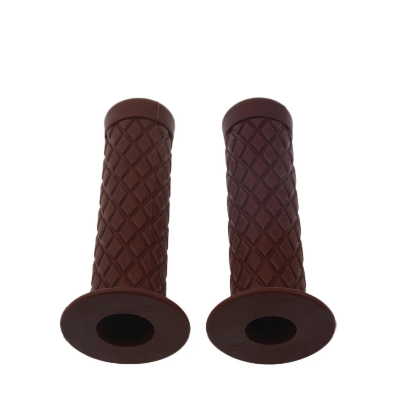 Universal 7/8" 22mm Brown Motorcycle Diamond Handlebar Hand Grips For
