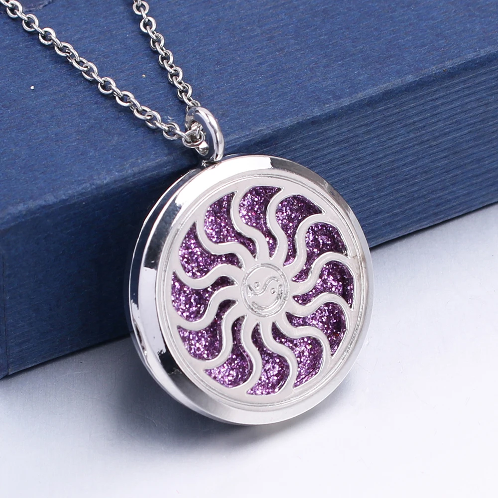 

1pc Perfume Diffuser Necklace Floating Sun Locket Pendant DIY Jewelry for Fragrance Essential Oil Aroma With Pads