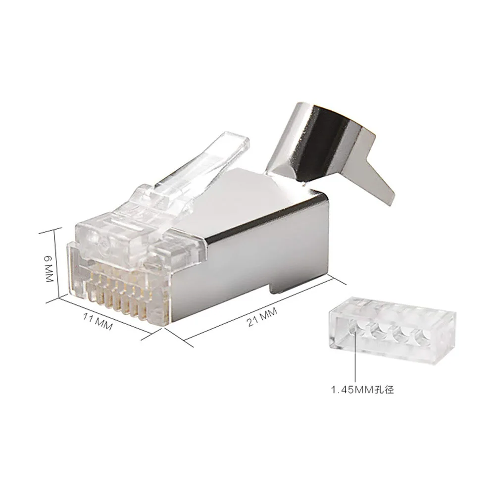 50/100 шт. RJ45 разъем Cat6a Cat7 штекер Экранированный FTP 8P8C сетевые обжимные