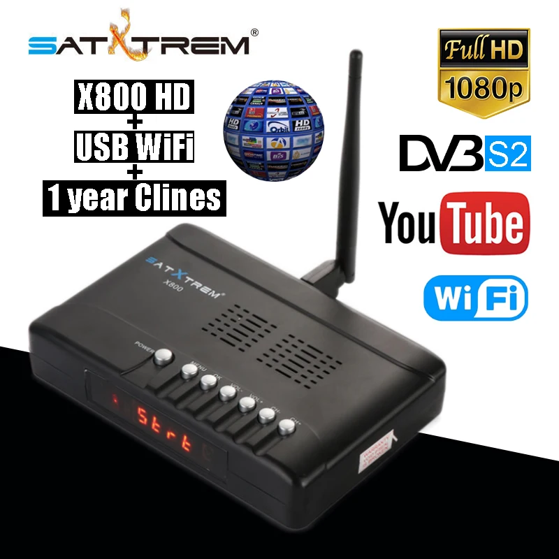 Satxtrem X800 HD Digital Satellite TV Receiver Full HD 1080P DVB S S2 Sat Receptor Support YouTube Biss Key Cccam Clines 1 Year Satxtrem X800 HD Digital Satellite TV Receiver Full HD 1080P DVB S S2 Sat Receptor Support YouTube Biss Key Cccam Clines 1 Year