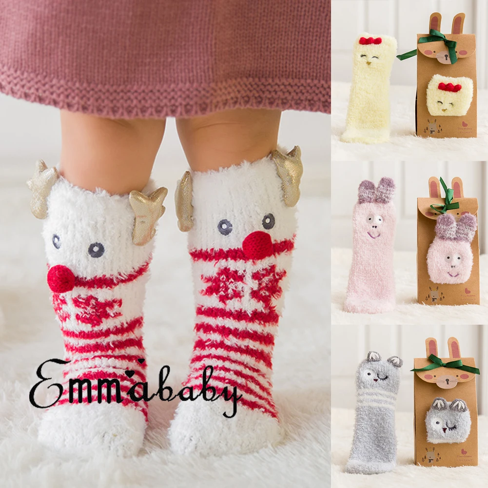 Emmababy New Cute Xmas Christmas Baby Toddler Infant Kids Girls Cotton Warm Socks Tights