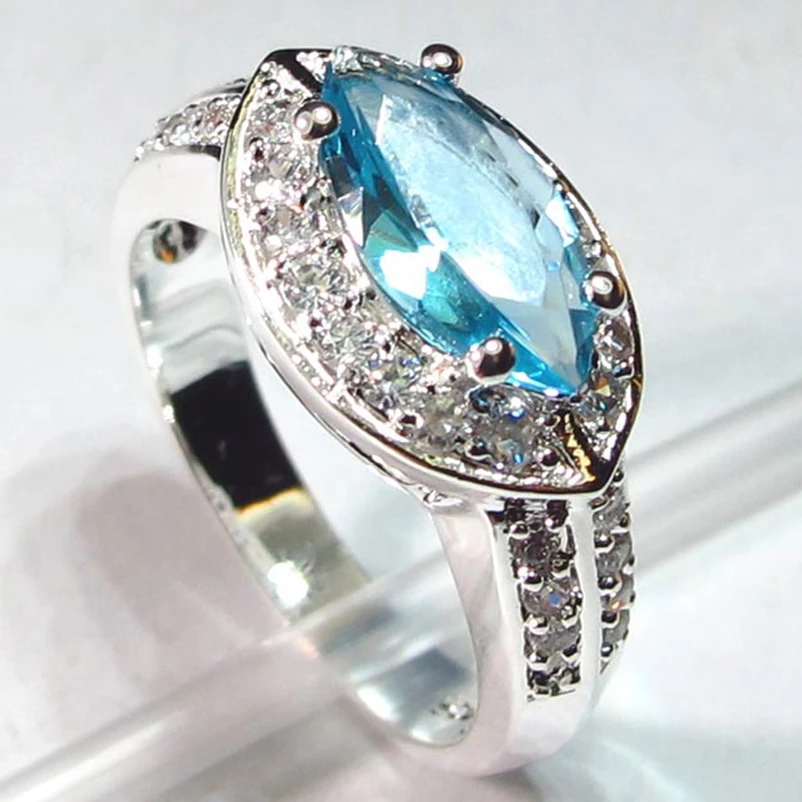 

SHUNXUNZE vintage fashion wedding rings Jewelry & Accessories for men and women Light blue stone Rhodium Plated R309 size 8 9 10