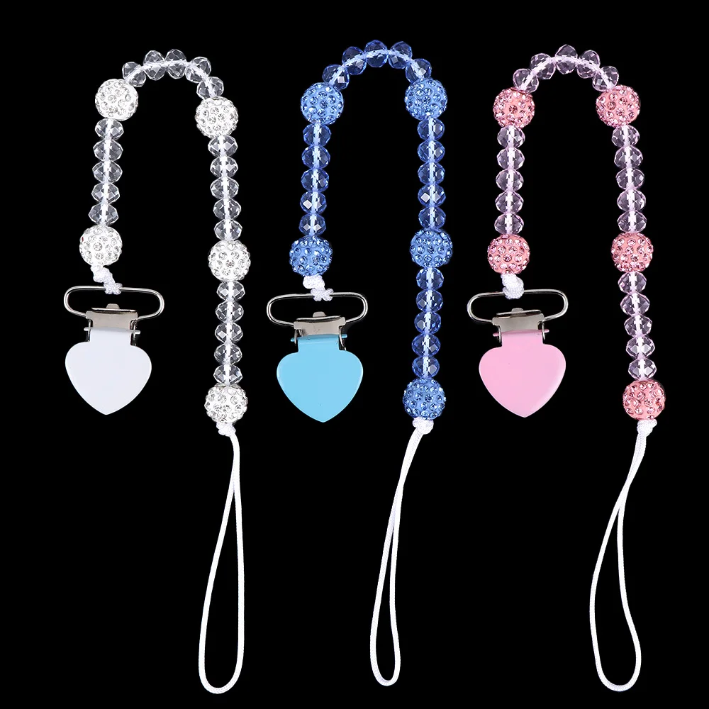

1PC Crystal Baby Pacifier Clips Soother Holder Anti Folder Pacifier Clip Chain Dummy Nipple Holder Baby Pram Hook Hanging Strap