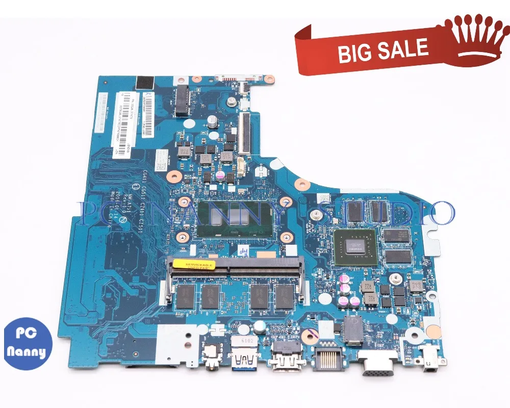 

PCNANNY NM-A751 5B20L35713 For lenovo 310-15ISK 510-15ISK Laptop Motherboard SR2EY I5-6200U 4GB DDR4 940MX tested