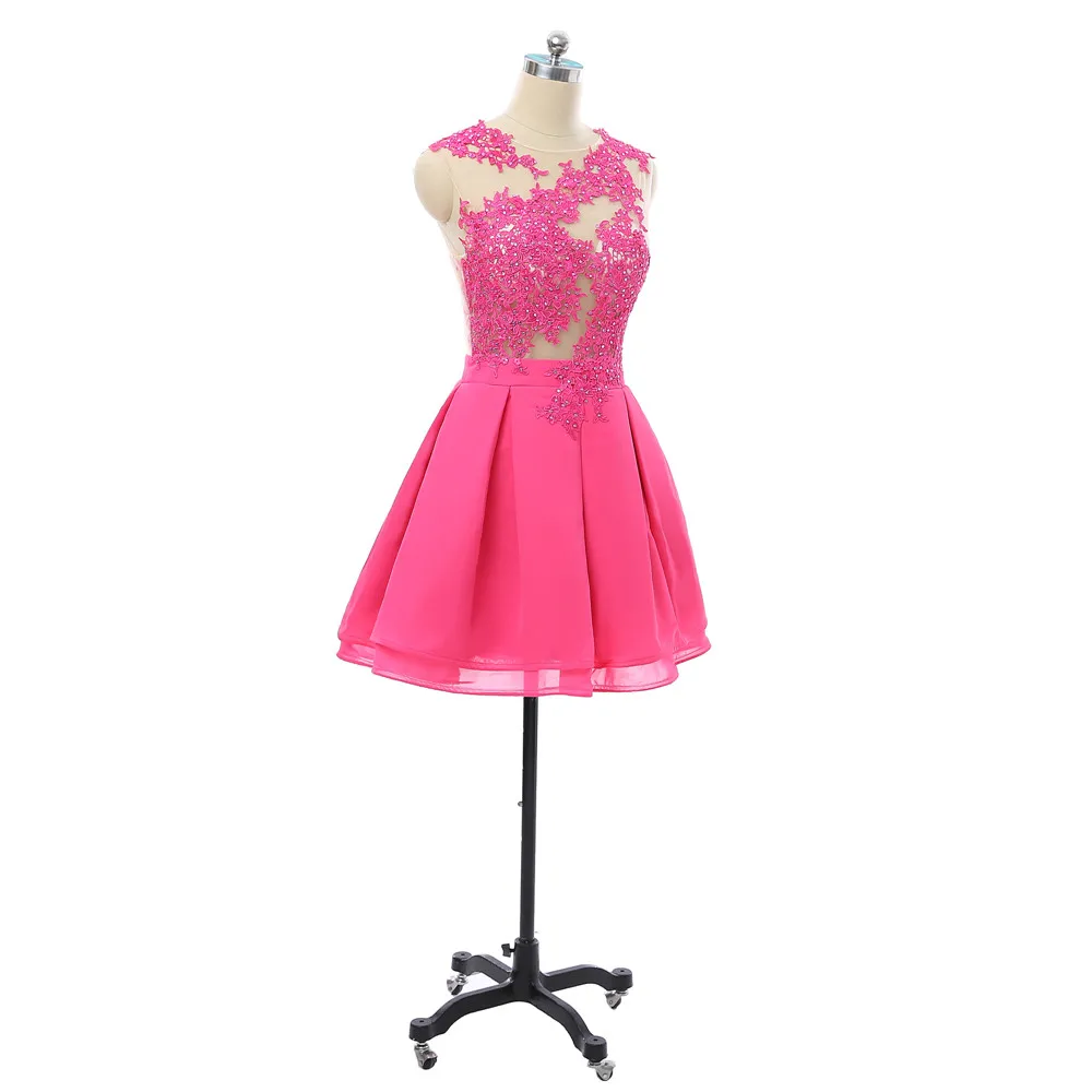 Fuchsia 2019 Vestidos Homecoming A Linha Cap