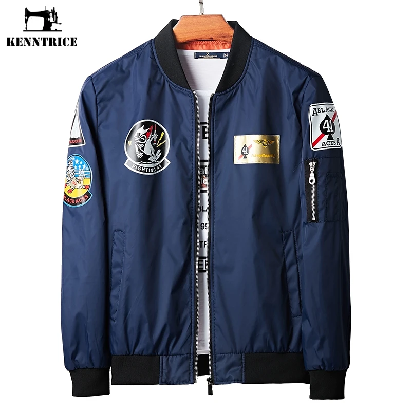 Kenntrice 2018 Light Hip Hop LOGO Printing Bomber Jackets Mens Casual Slim Fit Pilot Jacket Streetwear | Мужская одежда