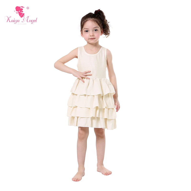 2017 New Girls Dress Ivory Linen Ruffle Dresses Summer Spring Clothes Party Wedding | Детская одежда и обувь