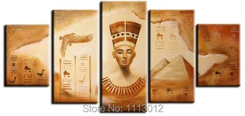 

Free Shipping Modern Egyptian Women Oil Painting On Canvas Abstract 5 Panel Art Sets Home Decor Wall Picture For Living Room