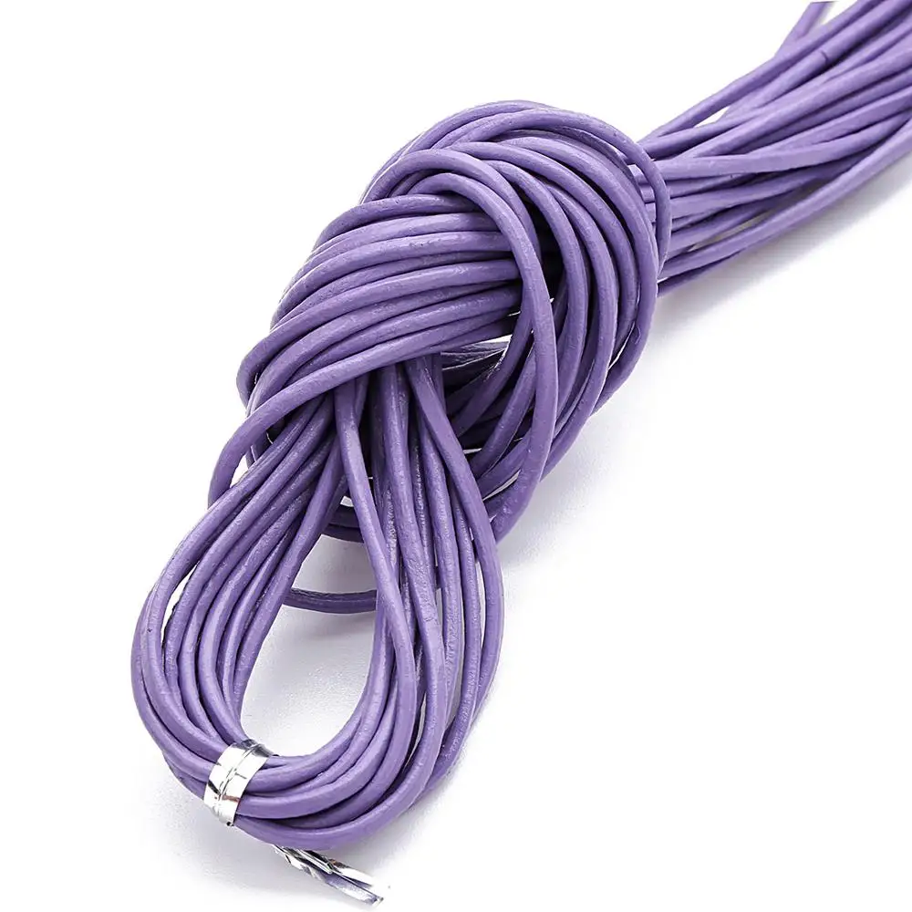 XINYAO 10 м диаметр 2 мм натуральный круглый кожаный шнур ювелирные изделия Шнуры DIY Аксессуары для ожерелья браслет ювелирных изделий - Цвет: purple