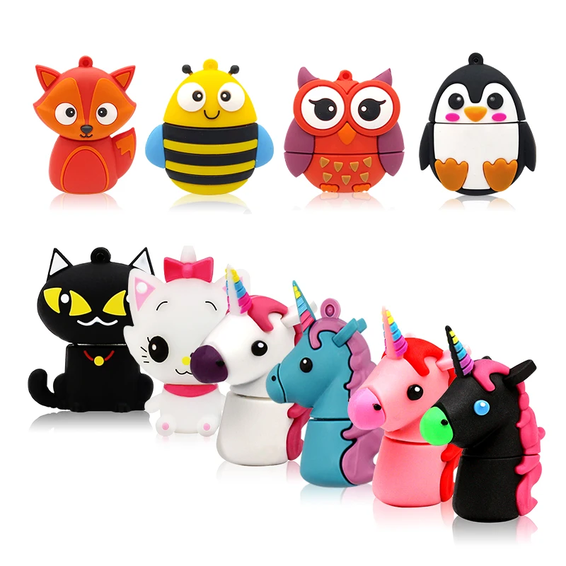 Usb-накопитель памяти 32 Гб 64 128 ГБ usb флэш-накопитель Bee Fox Pikachu 8 16 флешка Лидер продаж