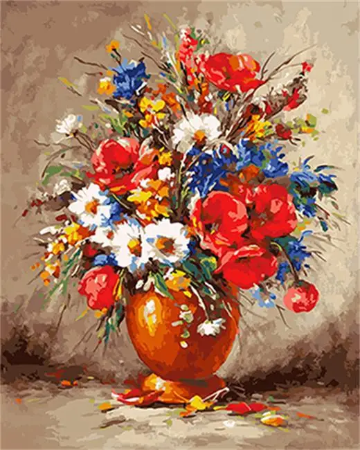 

DRAWJOY Framed DIY Painting By Numbers Flower DIY Digital Canvas Oil Painting Home Decor For Living Room Wall Art