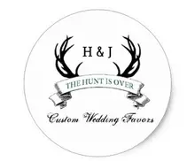 1.5inch The Hunt is Over Rustic Custom Wedding Favors Classic Round Sticker