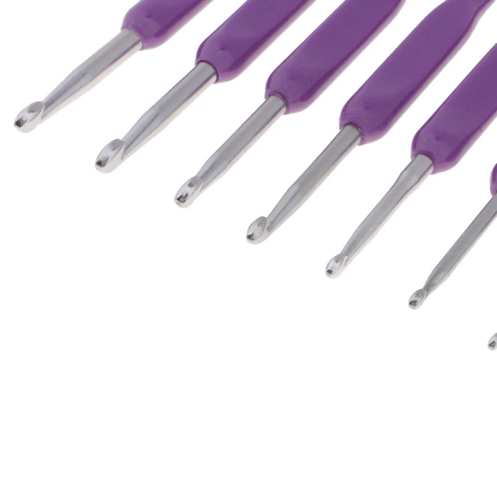 fityle 8Pcs Aluminum Crochet Hook With Soft Grip Handles Knitting Weaving Needles 2.5/3/3.5/4/4.5/5/5.5/6mm