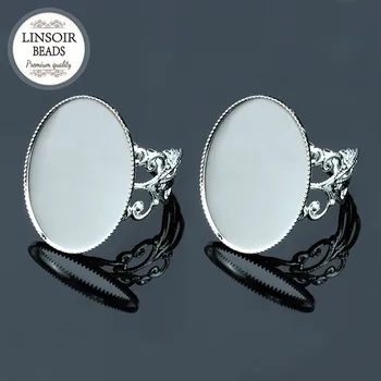 

10pcs/lot Copper Adjustable Oval 18*25mm Open Ring Base Blank Ring Tray Cabochon Setting Cameo Base Jewelry Accessories K0631