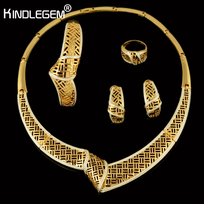 

Kindlegem Designer Handmade Fine Jewelry Exquisite Silver Gold Two Color Knot Necklace Earrings Bracelet Ring Sets For Women