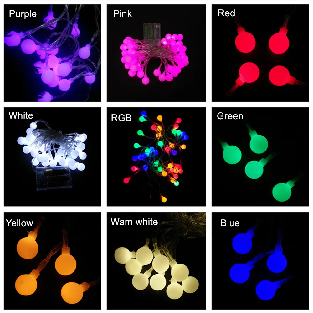 Colorful Christmas Lights  LED Fairy Ball Party Holiday Garland Flashing Bulb String Light