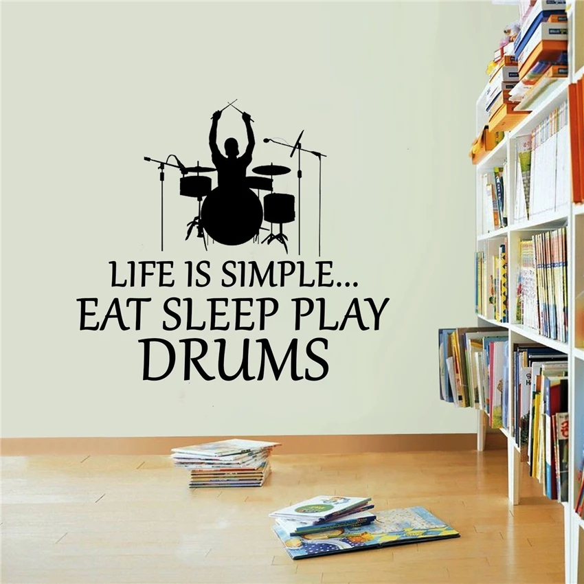 

Musical instrument wall sticker detachable vinyl drum set drummer music wall decal music bar wall art Wall Sticker J213