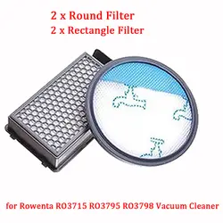 4 шт. круглый и прямоугольник фильтр для Rowenta RO3715 RO3795 RO3798 пылесос компактный аксессуары питания Замена Hepa фильтры