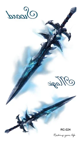 RC-024 Fashion Temporary Tattoo Stickers Beauty Body Art Blue Game Sword Fake Flash Taty Tattoo Water Transfer Tatuaje RC-024 Fashion Temporary Tattoo Stickers Beauty Body Art Blue Game Sword Fake Flash Taty Tattoo Water Transfer Tatuaje