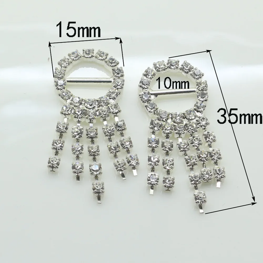 

Shiny 10PC 15*35MM rhinestone buckle Diamond buckle silver metal buckle Invitation Ribbon slider wedding invitations decoration