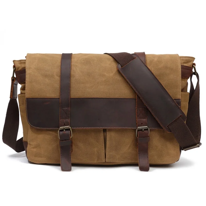 Модная Холщовая Сумка для ноутбука 15,", сумка для компьютера, масляная восковая холщовая кожаная сумка через плечо, сумочка