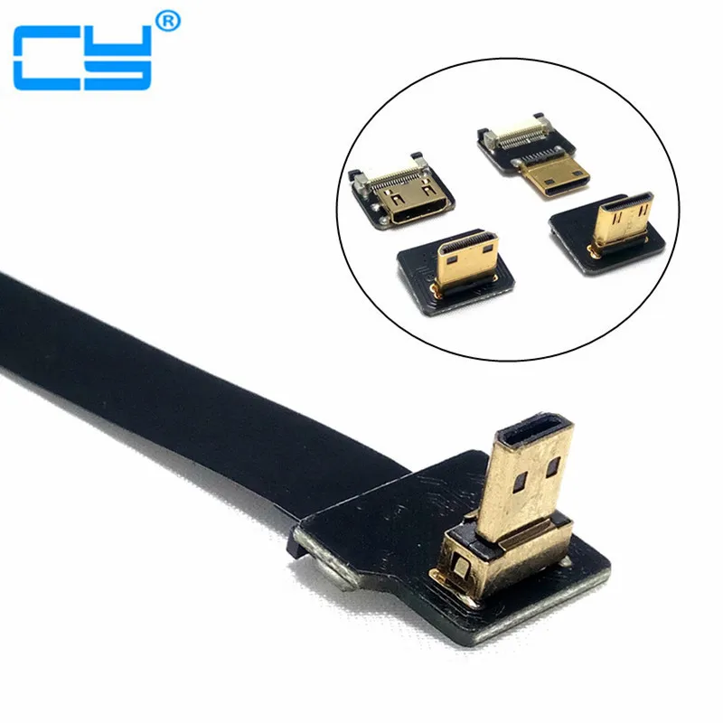 

Down 90 Degree FPV Micro HDMI Male to Mini HDMI FPC Flexible Flat Cable fpv Flat Cable for GOPRO Multicopter Aerial Photography
