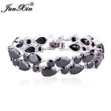 Женские Модные ювелирные изделия, браслет-Шарм, 10 к, белое золото, Заполненный Циркон, камень, черный, AAA, циркон, камень, браслеты, BR0039
