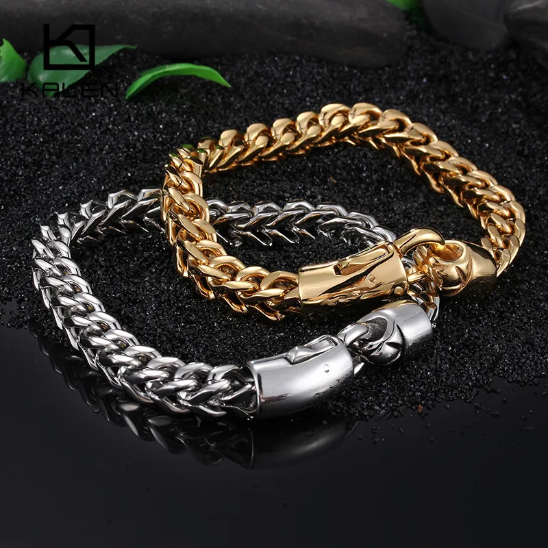 Kalen Дубай золотой цвет звено цепи браслет для мужчин нержавеющая сталь полированные ювелирные изделия ручной цепи аксессуары подарки на день рождения