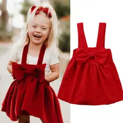 Милые детские для маленьких девочек без рукавов принцесса лук платье на подтяжках одежда От 2 до 6 лет