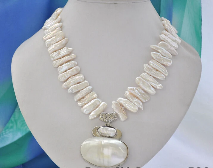 

Free shipping >>>>>z6770 25mm white biwa dens freshwater pearl necklace mabe pendant 17inch