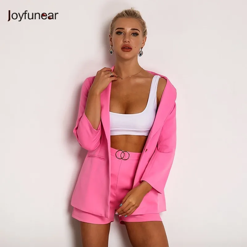 

Justchicc High Waist Sexy Two Piece Set Women Summer Formal 2 Piece Set Women Shorts Jacket And Pants Coat Suit Set Clothes 2019