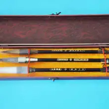 Комплект из 3 предметов Китайская каллиграфия Кисточки ласка медведь шерсть 3 волосы рисунок Кисточки акварель Кисточки Книги по искусству питания стационарных подарочной коробке