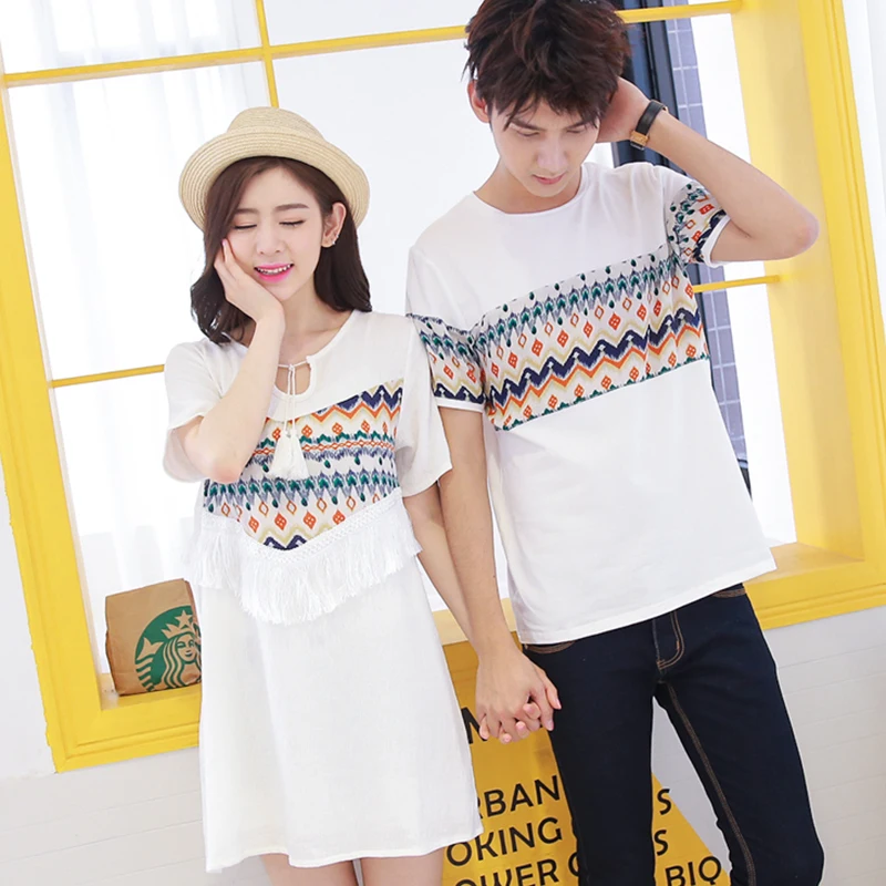 New Hot Men And Women Fashion Couples Clothes For Lovers T-Shirt Summer Holiday Beach Wear Printed Tops Matching Couple T Shirts New Hot Men And Women Fashion Couples Clothes For Lovers T-Shirt Summer Holiday Beach Wear Printed Tops Matching Couple T Shirts