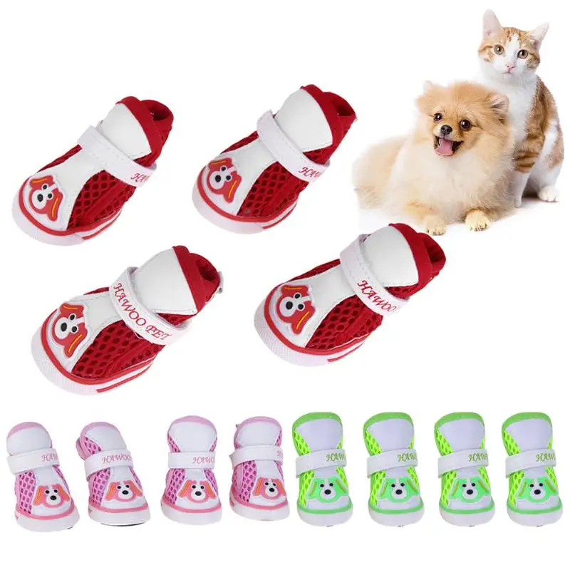 Buy 4pcs 5 Size Meshed Breathable Dog Shoes Outdoor