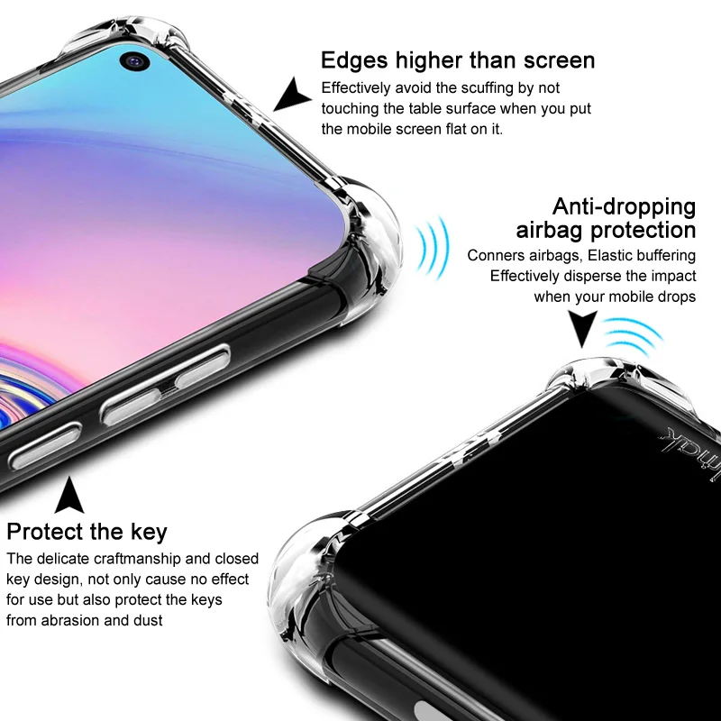 Imak Case Airbag Cover Shockproof Back Cover for Samsung Galaxy A60 Soft Silicone Cover for Samsung A60 TPU Matte Black