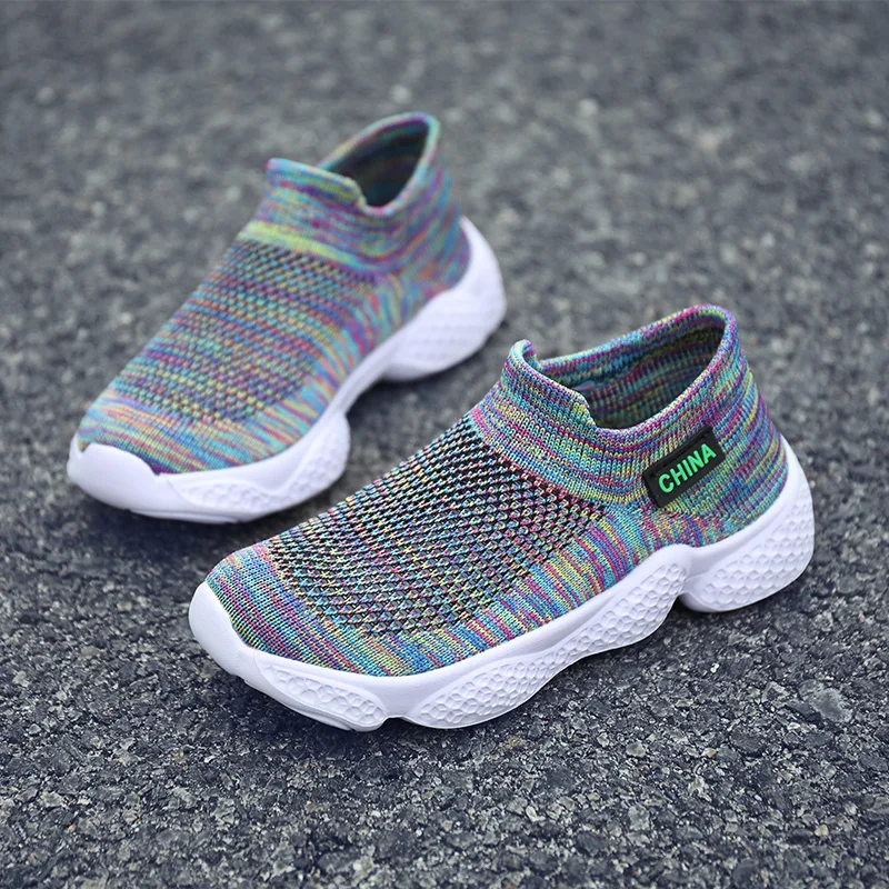 

Casual Light Kids Shoes Breathable Soft Fly Woven Girls Sneakers Fashion Convenient Children Shoes Size 28-38