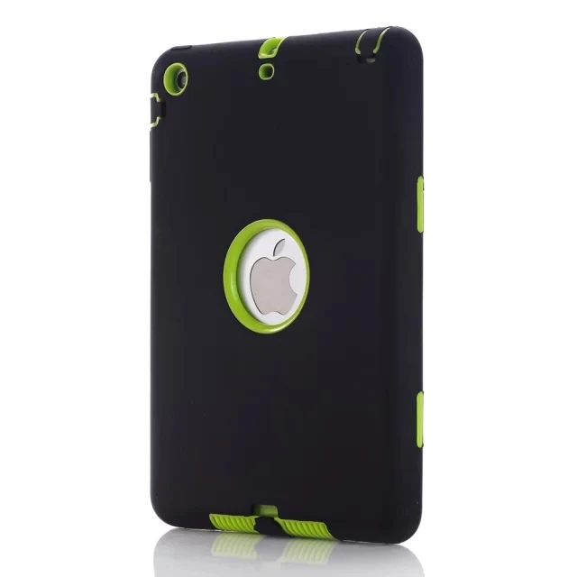 Для iPad mini 1/2/3 retina детей безопасное вспомогательное устройство для бронированный противоударный чехол Heavy Duty Силиконовый Футляр чехол Обложка Экран защитная пленка+ стилус - Цвет: black and green