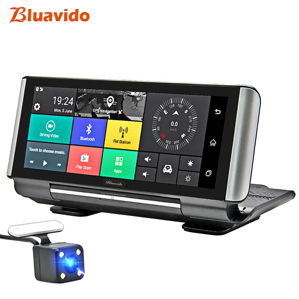 Продажа Bluavido 7 дюймов 4 г Автомобильный dvr камера font b gps b font FHD 1080 P Android Dash Cam навигация ADAS автомобильный видеомагнитофон двойной объектив с обратным изображен...